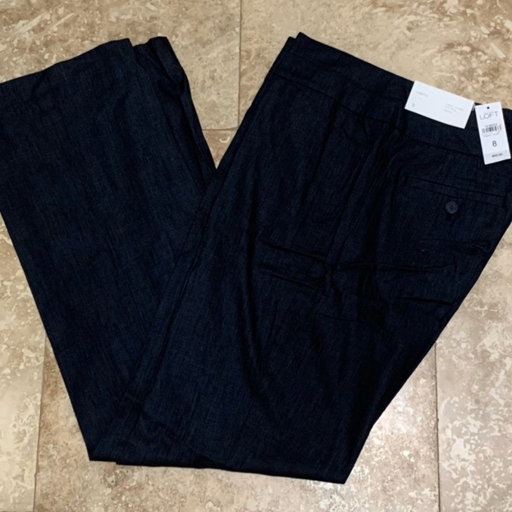 LOFT Curvy Trouser Dark Denim NWT 8